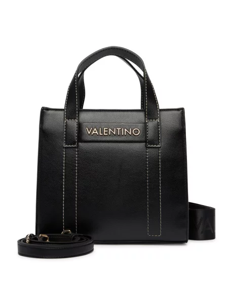 Lniana torebka Valentino Bags czarna