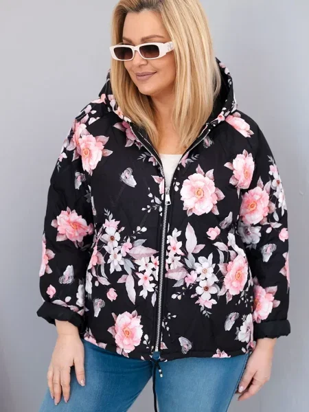 Geacă de tranziție Kesi Włoski cu model floral negru