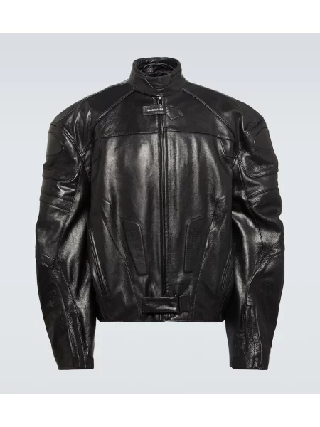 Usnjena jakna Balenciaga črna