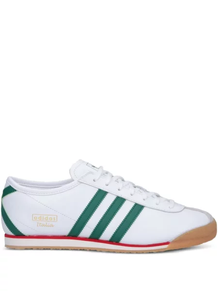 Dryžuotas zomšinis marškinėliai Adidas v formos iškirpte žalia