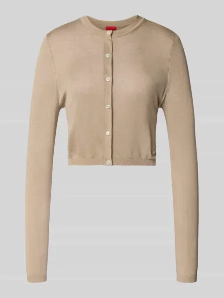 Kardigan rozpinany o kroju slim fit z mieszanki i jedwabiu model SESSIRY' Hugo beżowy