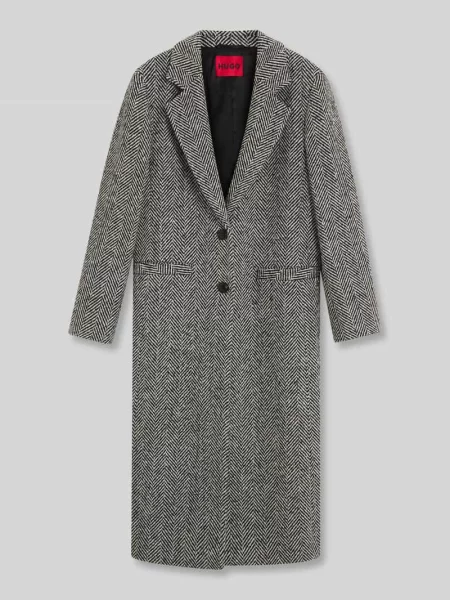 Płaszcz o kroju relaxed fit z mieszanki wełny model Mojeni' Hugo czarny