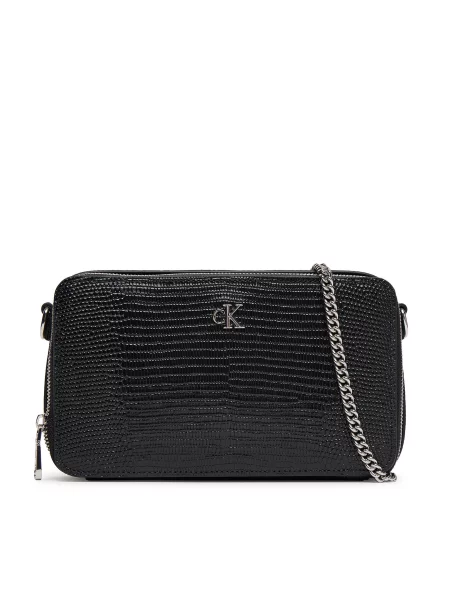 Usnjena usnjena torbica Calvin Klein Jeans črna