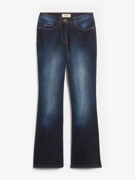 Jeansy ze stretchem o kroju bootcut mid waist niebieskie