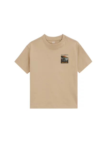 WE Fashion Tricou bej / gri deschis / portocaliu negru