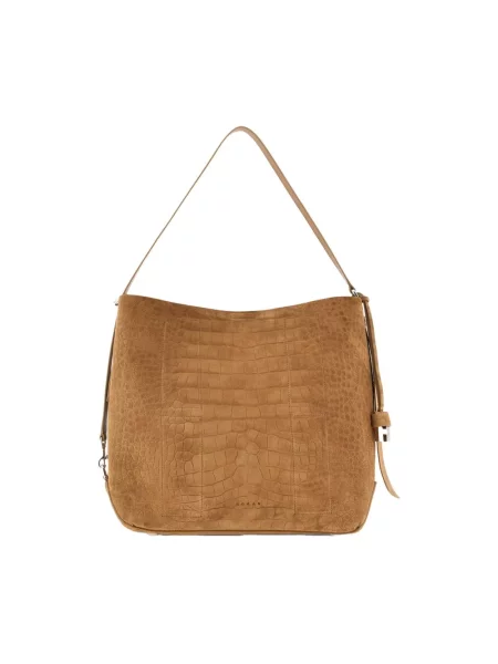 Torebka hobo Hogan zamszowa beżowa