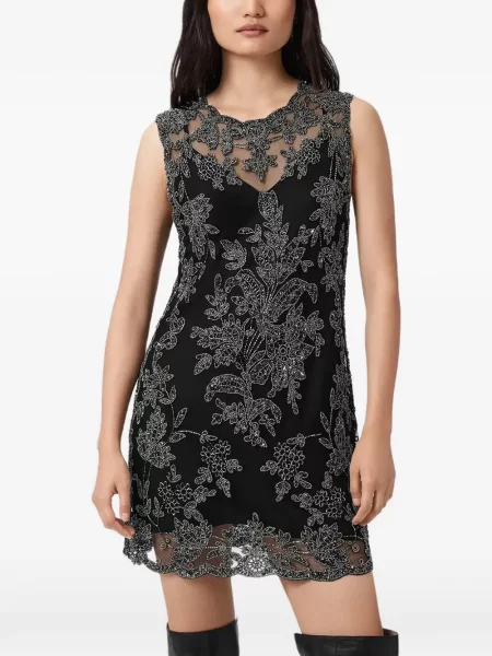 Rochie mini Allsaints cu model floral de costum negru
