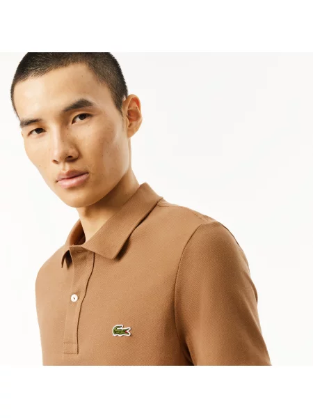 Lacoste Koszulka Polo Slim Fit Petit Piqué brązowa