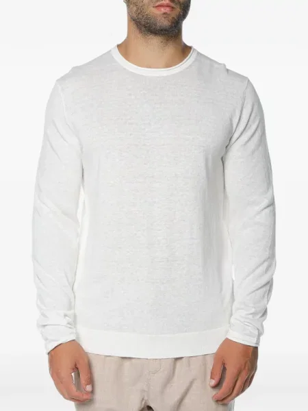 Pulover Ted Baker cu decolteu rotund alb
