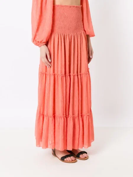 Maksi spódnica plisowana Olympiah z wysoką talią pomarańczowa