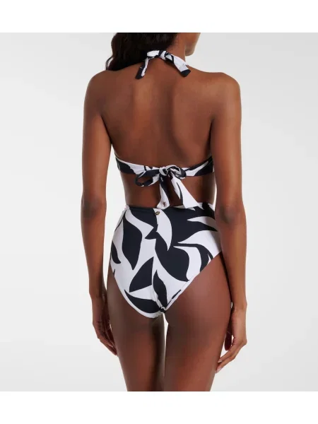 Top Max Mara cu model floral cu gât halter negru