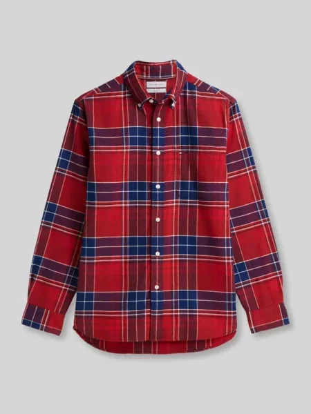 Koszula casualowa o kroju regular fit z czystej bawełny Tommy Hilfiger czerwona