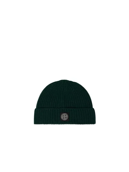 Czapka Stone Island wełniana z kamieniami zielona