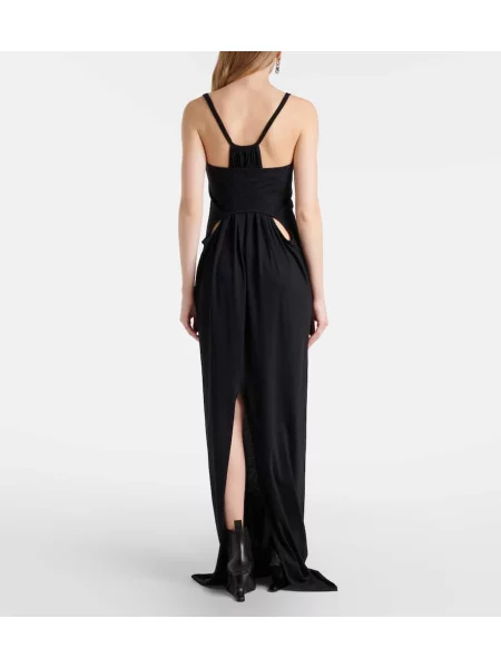 Rochie maxi Rick Owens din jerseu de costum negru