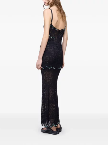 Rochie Rabanne cu paiete din dantelă negru