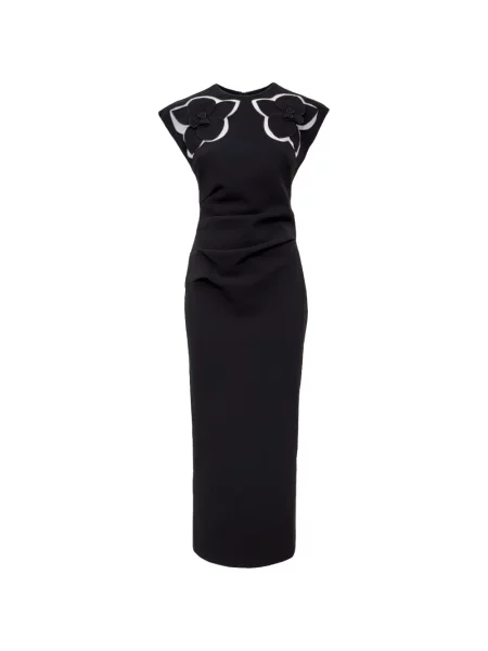 Rochie midi Acler cu model floral cu aplicații negru