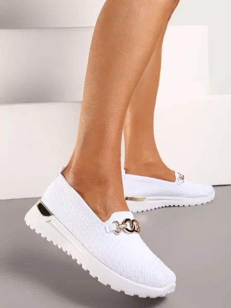 Pantofi Sport Albi Slip-on cu Cataramă Wiatalia alb