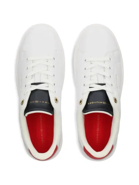 Bőr sneaker Tommy Hilfiger autogrammal fehér