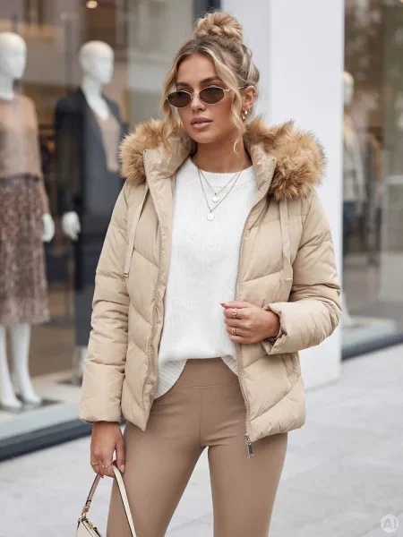 Kurtka zimowa pikowana khaki Dstreet