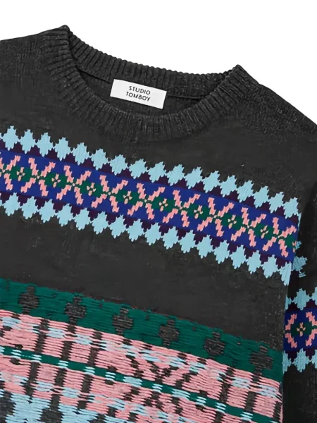 Pulover Tomboy din jacard gri