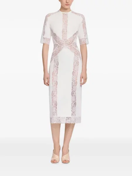 Rochie midi Elie Saab din dantelă alb