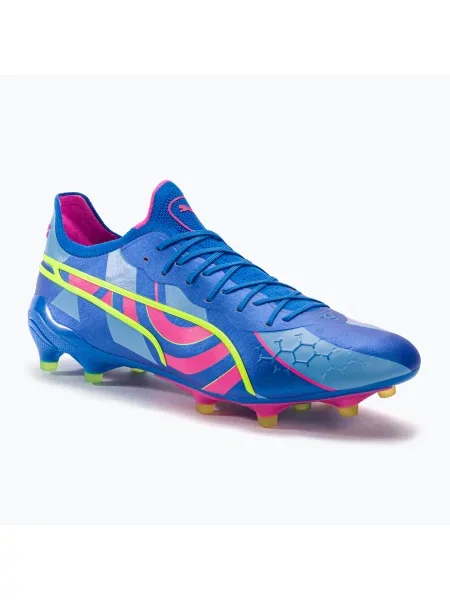 PUMA King Ultimate Energy FG/AG ghete de fotbal pentru bărbați ultra blue/luminous pink/luminous blue albastru