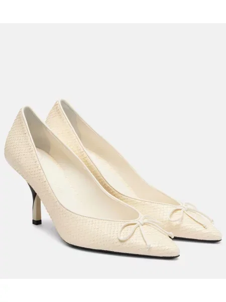 Usnjene salonarji Jacquemus s kačjim vzorcem bela