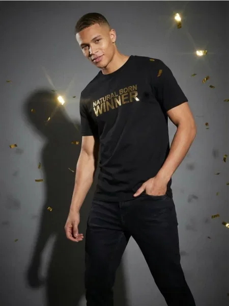 Sinsay koszulka z napisem czarny