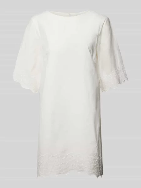 Sukienka mini w jednolitym kolorze z okrągłym dekoltem Esprit biała