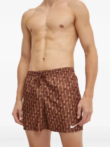 Slip de baie Nike cu cordon cu imagine tricotate albastru