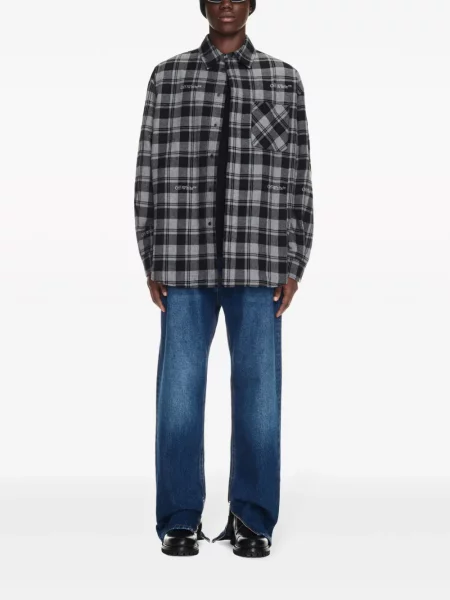 Kostkovaná košile Off-white s výšivkou bílá