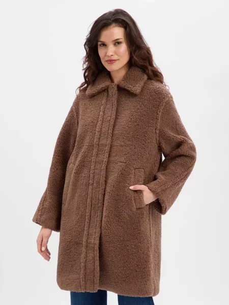 Płaszcz z futerka z wpuszczanymi model ‘Heddy’ Opus brązowe