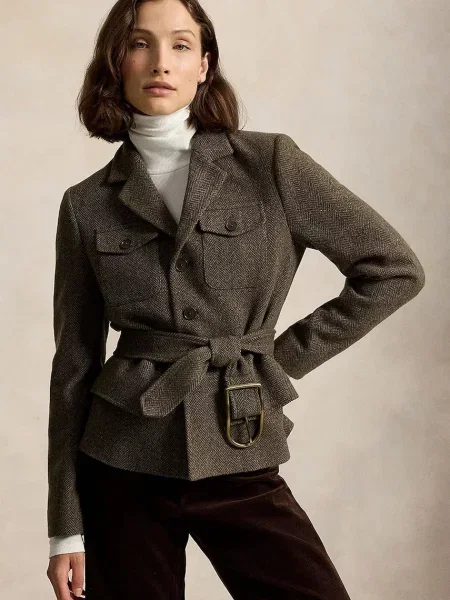 Polo Ralph Lauren palton scurt pentru femei cu lână verde