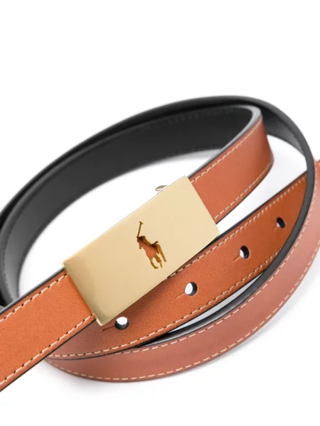 Iš natūralios odos diržas Polo Ralph Lauren ruda