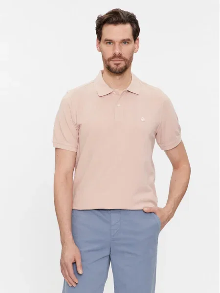 United Colors Of Benetton Тениска с яка и бежов