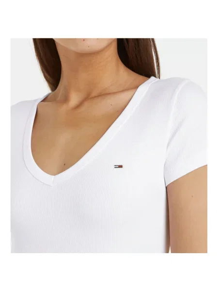 Tommy Jeans tričko dámske s elastanom biela