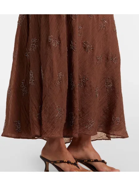 Rochie maxi Staud din organza cu mărgele maro