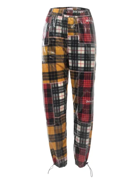 Spodnie Palm Angels w kratkę z nadrukiem czerwone