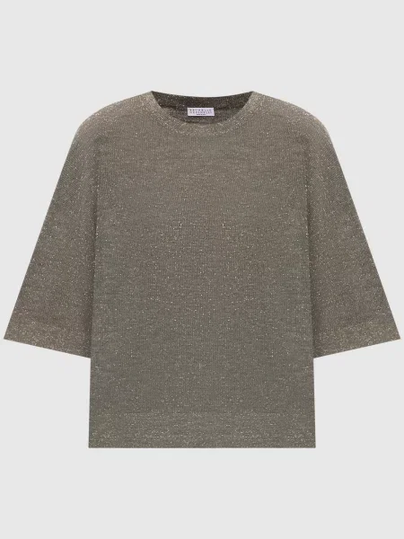 Топ кольору хакі з льоном Brunello Cucinelli