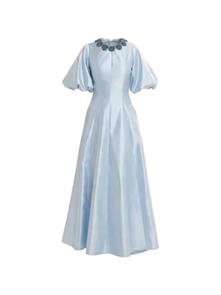 Gulerat rochie maxi Baruni cu mărgele albastru