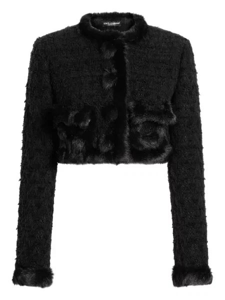 Geacă Dolce & Gabbana din tweed negru