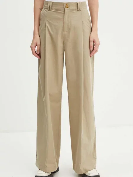 AERON pantaloni de lat high waist bej