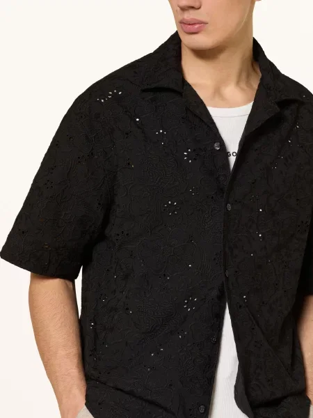 Hugo Letní Košile Espino Comfort Fit Z Děrované Krajky černá