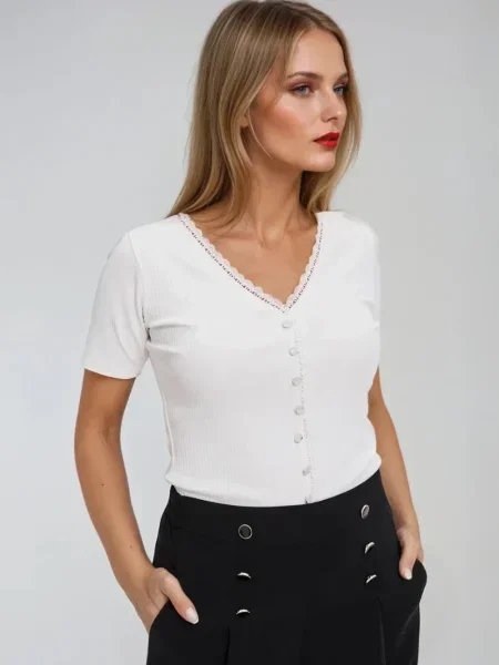 Bluză Marisse din dantelă alb