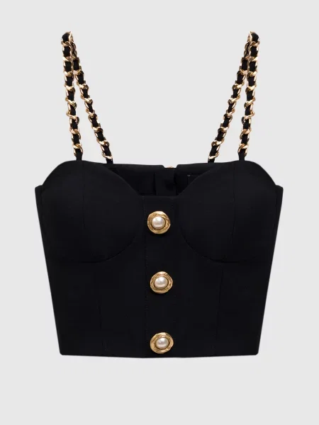 Топ-бюстьє з вовни Balmain чорний