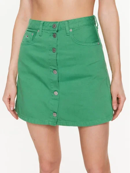 Tommy Jeans Fustă trapez A-Line verde