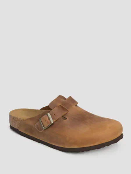Birkenstock klapki nubukowe Boston brązowe