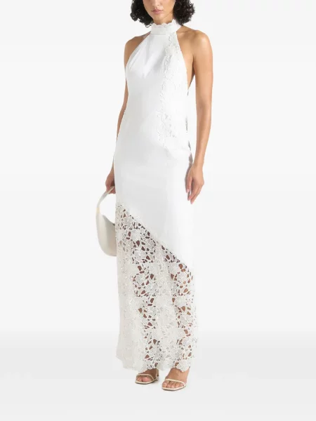 Rochie maxi Manière De Voir cu gât halter alb