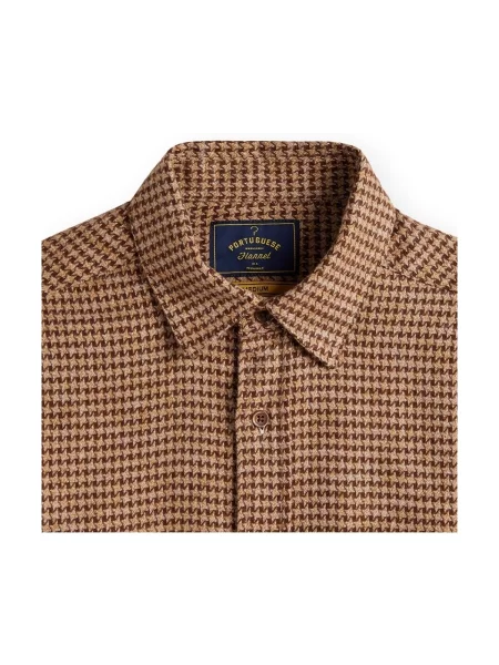 Flanelová košeľa Portuguese Flannel s abstraktným vzorom hnedá