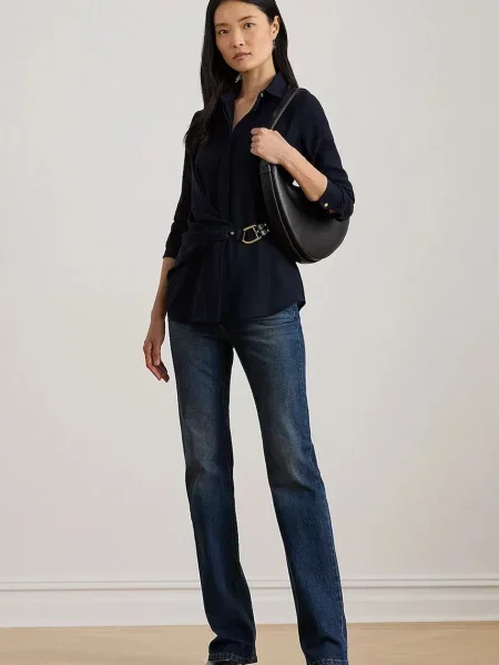 Košile Lauren Ralph Lauren tmavomodrá regular s klasickým límcem